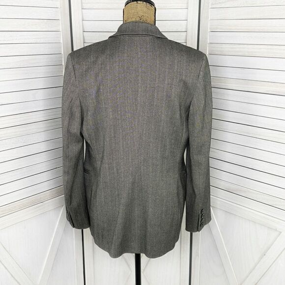 Amanda Smith Herringbone Oversized Blazer Jacket Black Tan 6 Single Breasted - Picture 6 of 15
